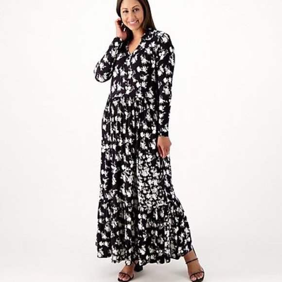 Tolani Dresses & Skirts - NEW Tolani Collection Printed Knit Collared Maxi Dress, Small